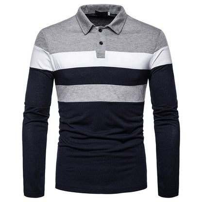 Herren Polohemd Langarm Streifen Modern Klassisch