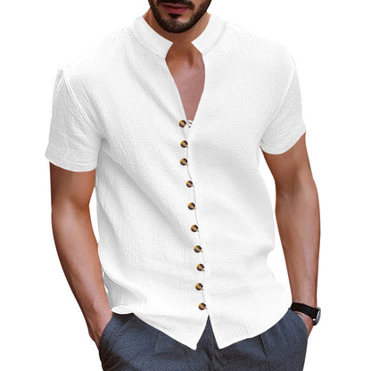 Herren Kurzarmhemd Modern Knopfdesign Slim Fit