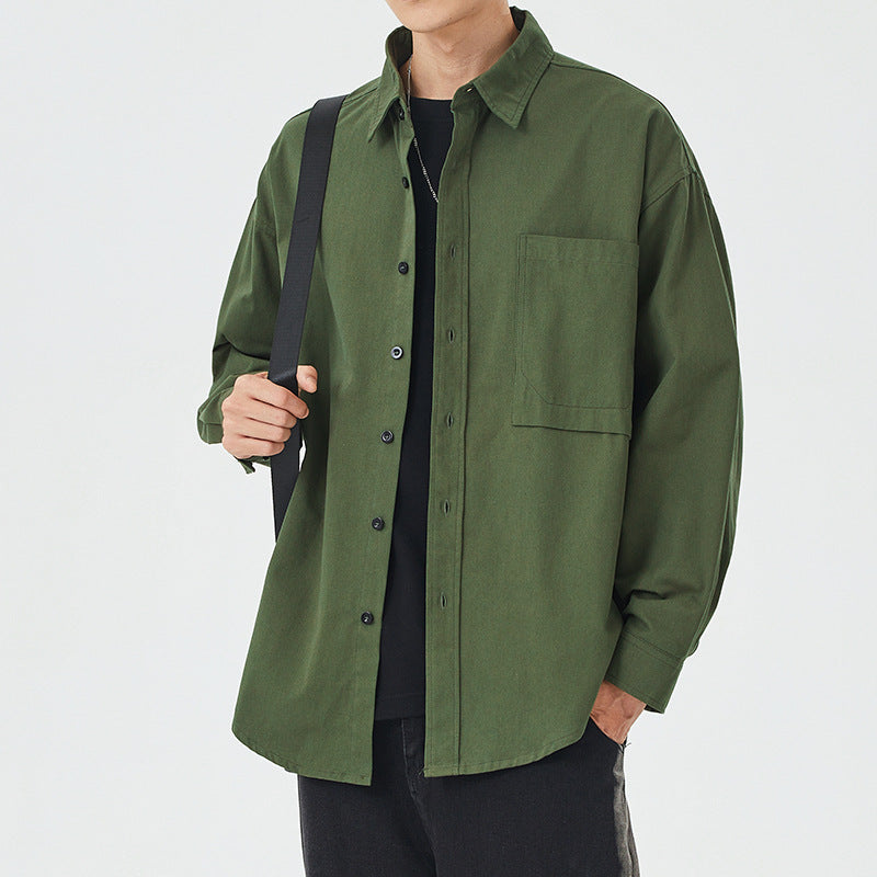 Herren Hemdjacke Lässig Baumwolle mit Brusttasche Modern