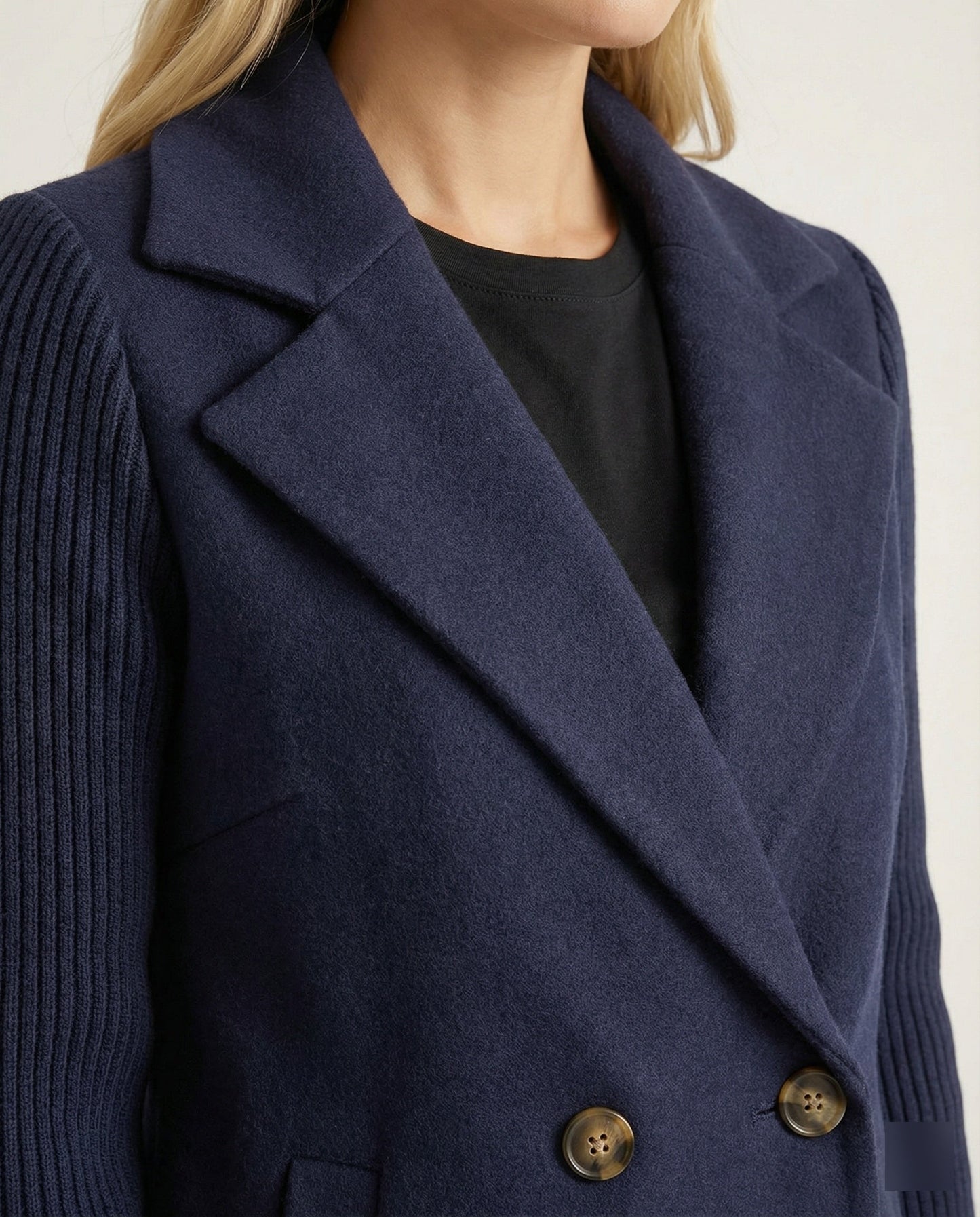 Damen Blazer Bouclé Strick Ärmel Modern
