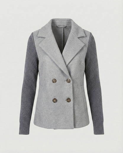 Damen Blazer Bouclé Strick Ärmel Modern