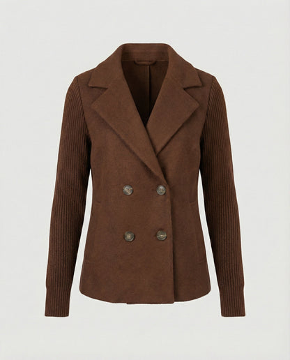 Damen Blazer Bouclé Strick Ärmel Modern