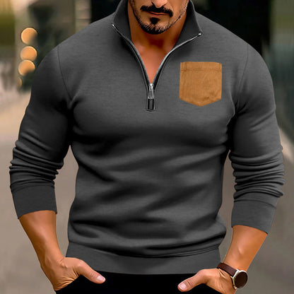 Herren Pullover Leder Dekoration Hochkragen Modern