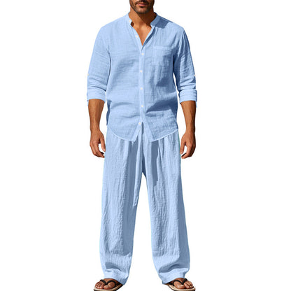 Herren Leinenanzug Set Lässig Weite Bein Berlin Style
