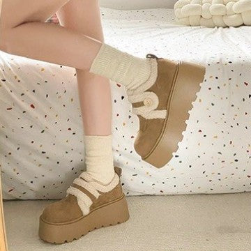 Damen Sneaker Plüschgefüttert Warm mit Klettverschluss