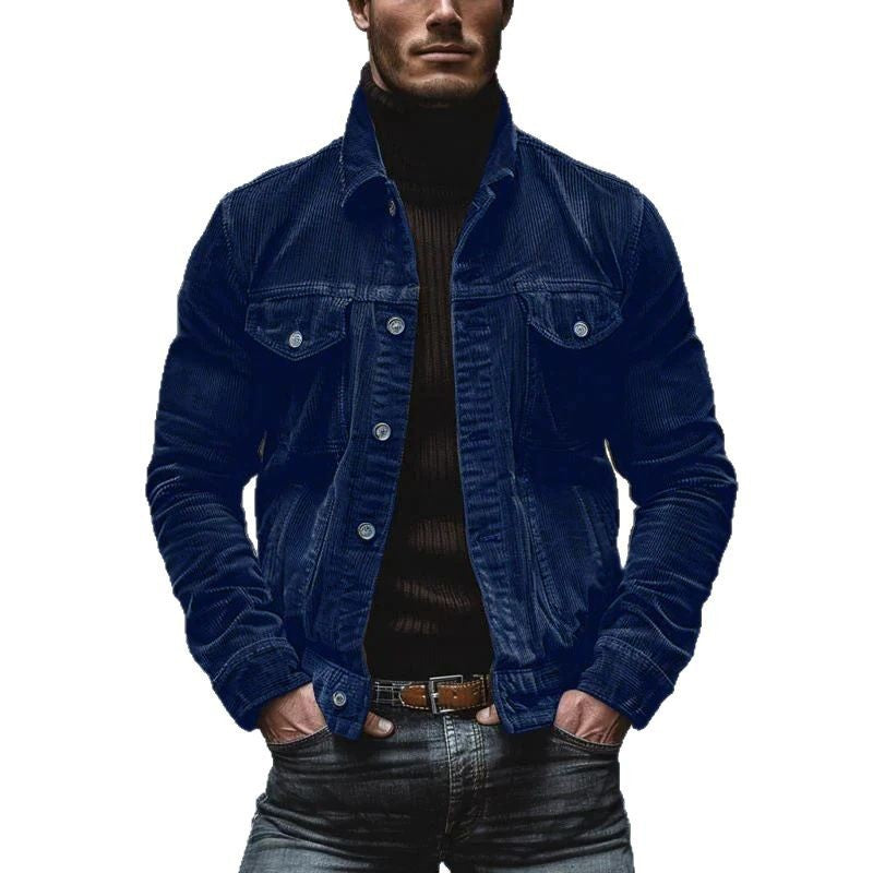 Herren Kordjacke Modern mit Taschen Klassisch Schnitt