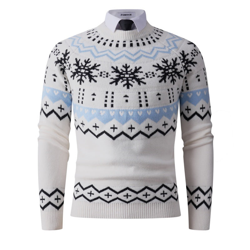 Herren Strickpullover Modern mit Schneemuster Grau - BerlinGlamour
