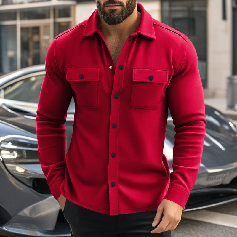 Herren Jacke Overhemd mit Taschen Strukturiert Modern