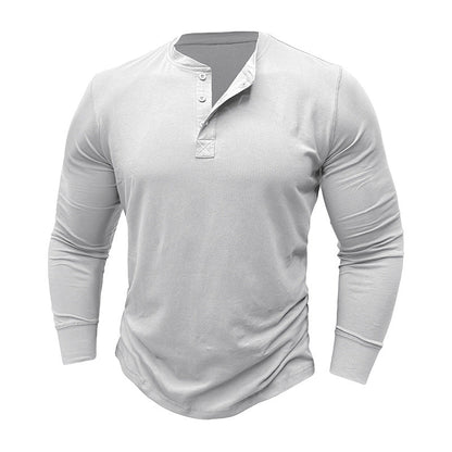 Herren Langarmshirt Modern Bequem Knopfleiste