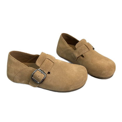 Damen Clogs Wildleder Bequem Schnallenverschluss Modern
