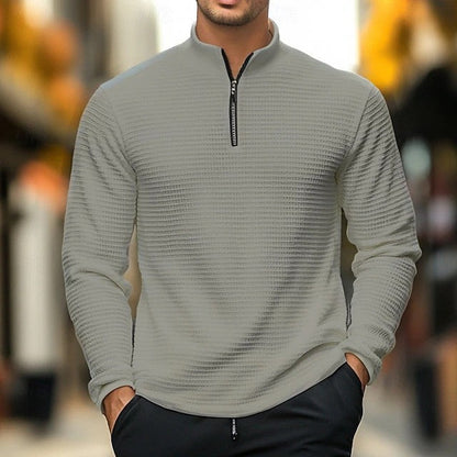 Herren Sweatshirt Reißverschluss Kragen Warm Modern
