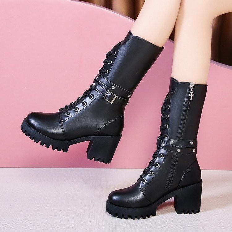 Damen Stiefel Chunky Blockabsatz Robust Modern - BerlinGlamour