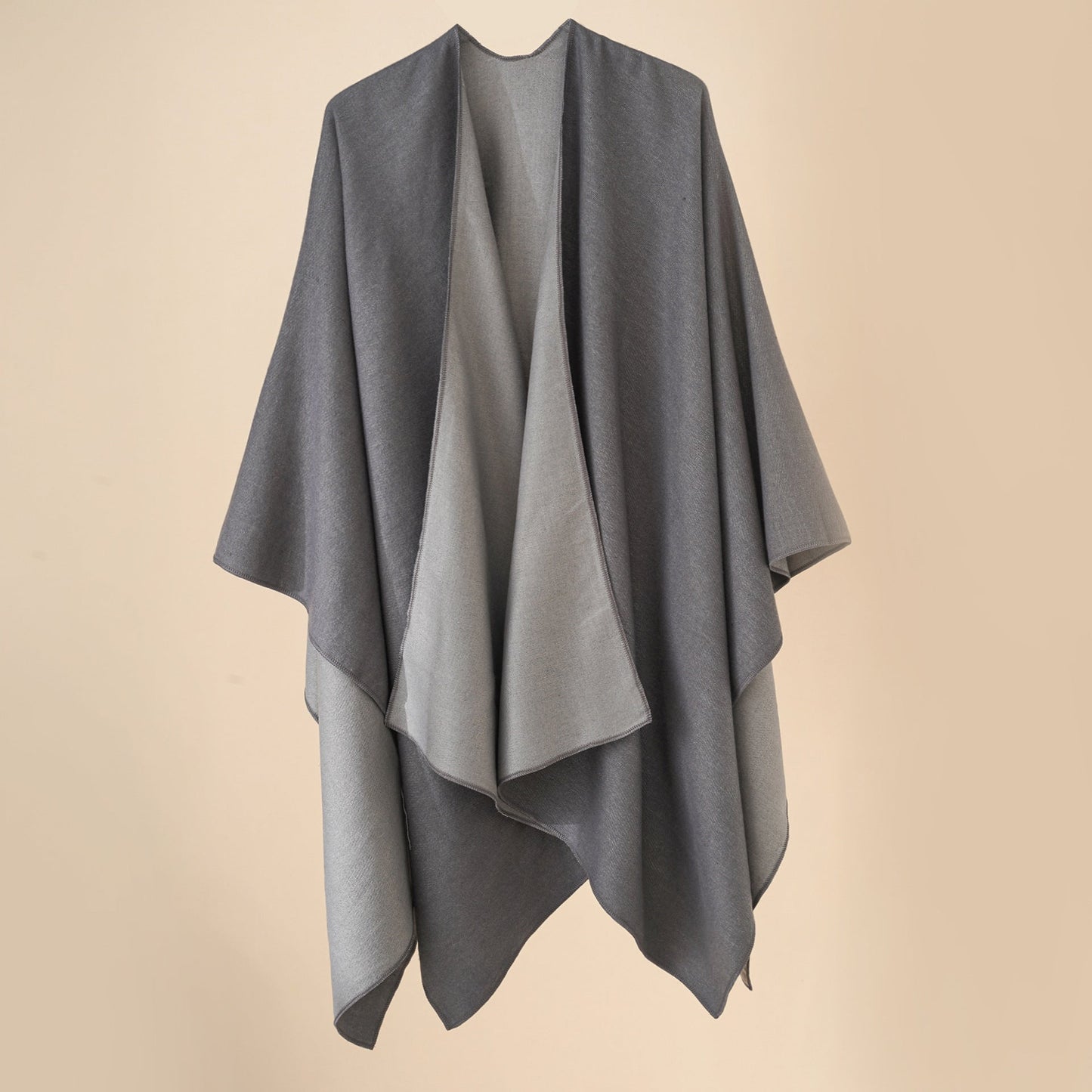 Damen Poncho Weich Wollmix Elegant Schwarz