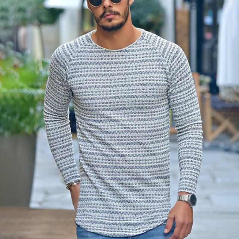 Herren Langarmshirt Strukturiert Rundhals Modern