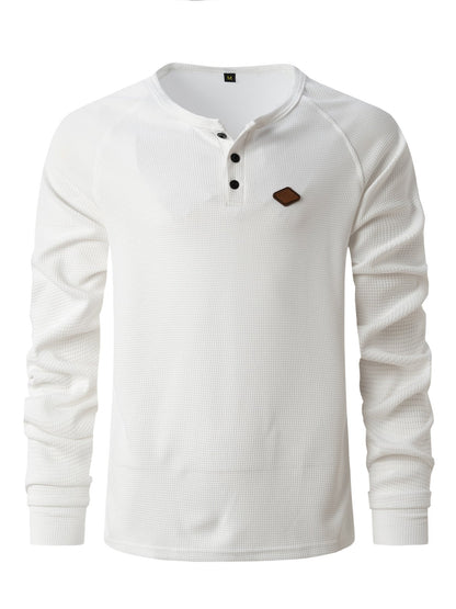 Herren Langarmshirt Strukturiert Knopfdetails Modern