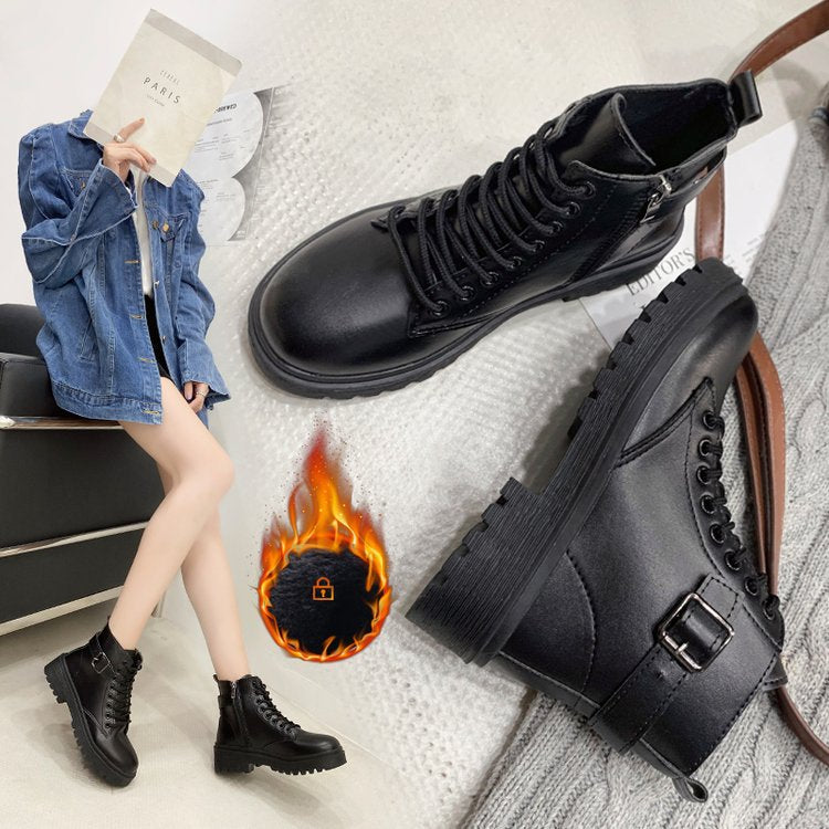 Damen Stiefeletten Schnürschuhe Robust mit Reißverschluss