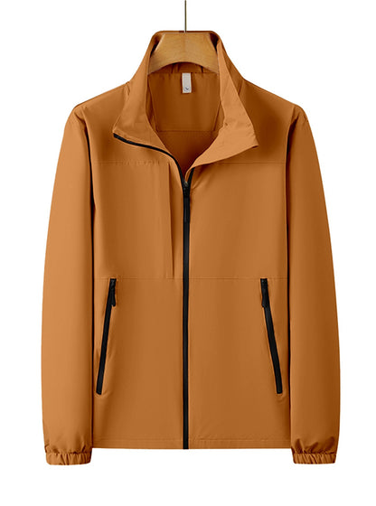 Herren Windjacke Leicht Reißverschluss Taschen Funktionell