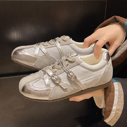 Damen Sneaker Atmungsaktiv Doppelter Riemen Sportlich