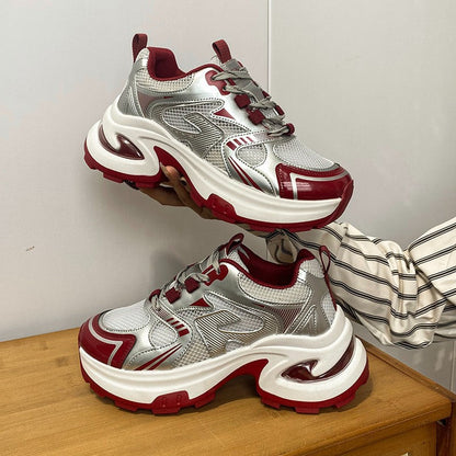 Damen Sneaker Sportlich Chunky Reflektierend Komfortabel