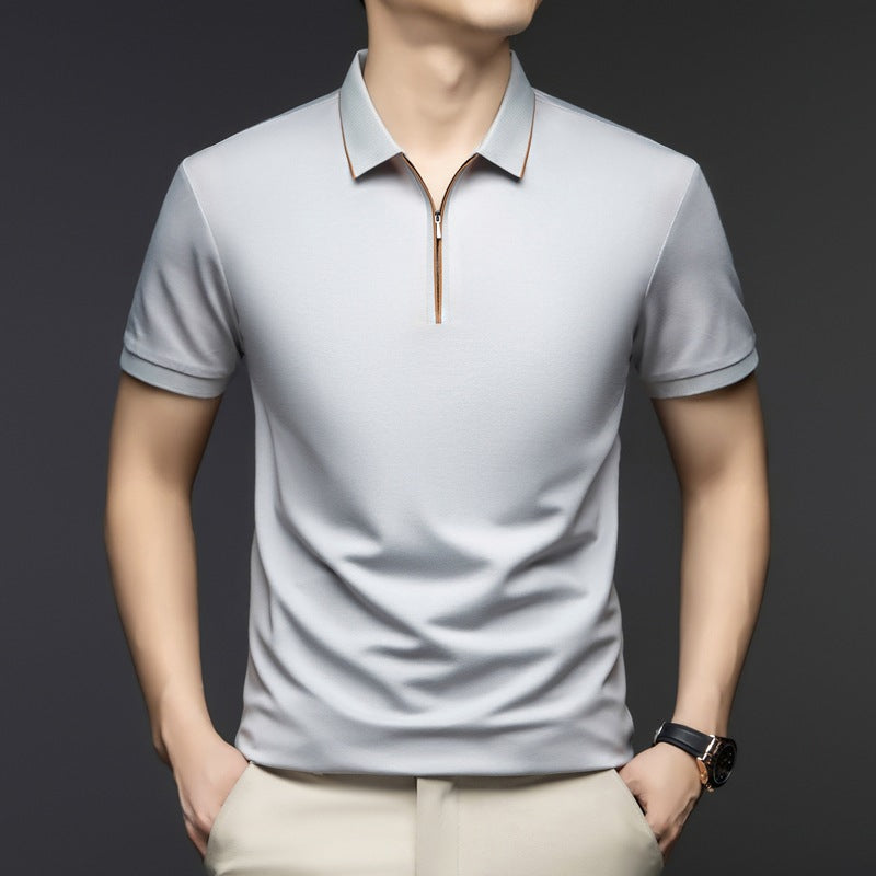 Herren Kurzarmshirt Mit Reißverschluss Modern Style
