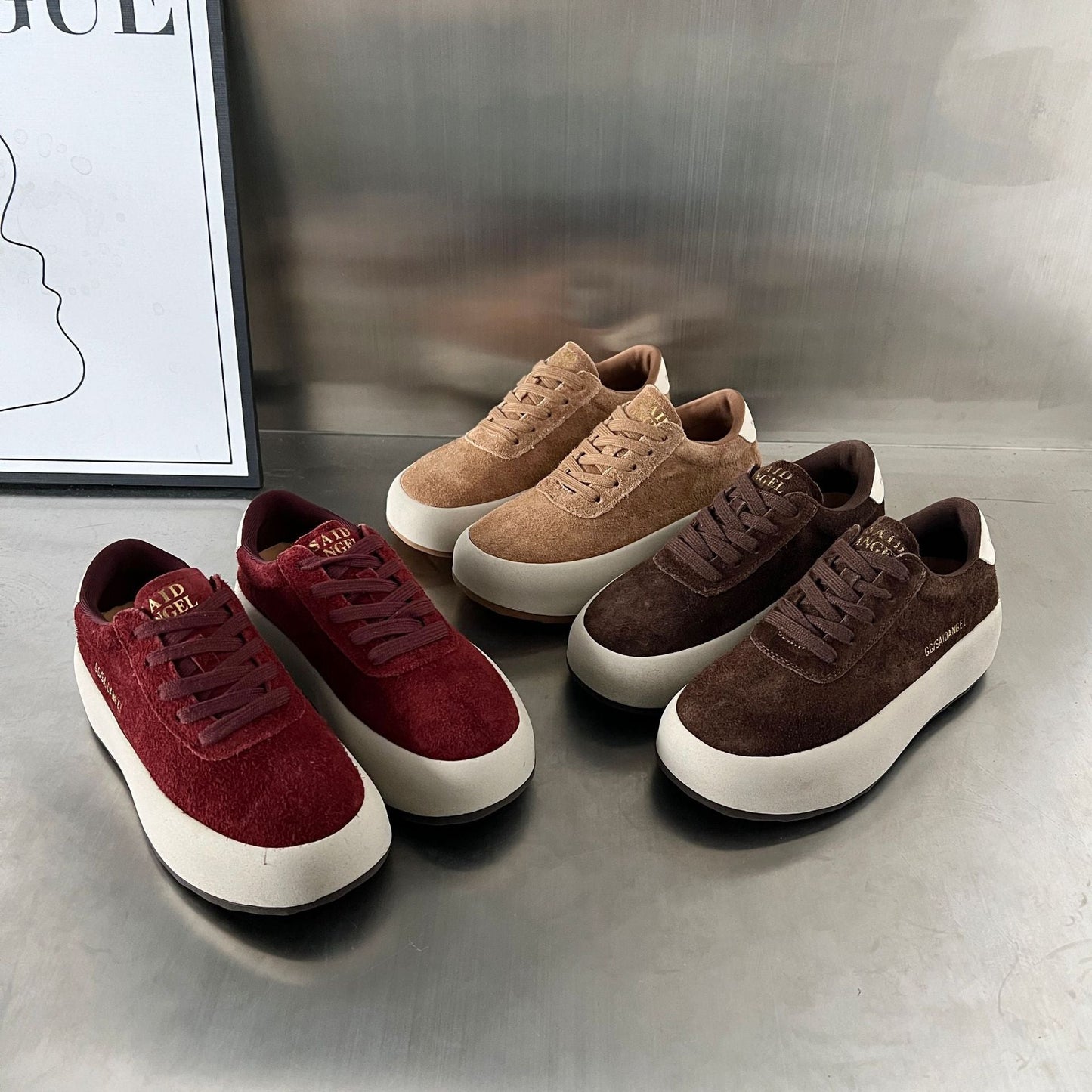 Damen Sneaker Wildleder Bequem Dämpfend