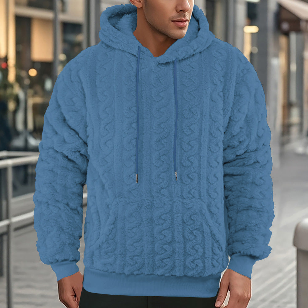 Herren Fleece Kapuzenpullover Strukturiert Kängurutasche Warm - BerlinGlamour