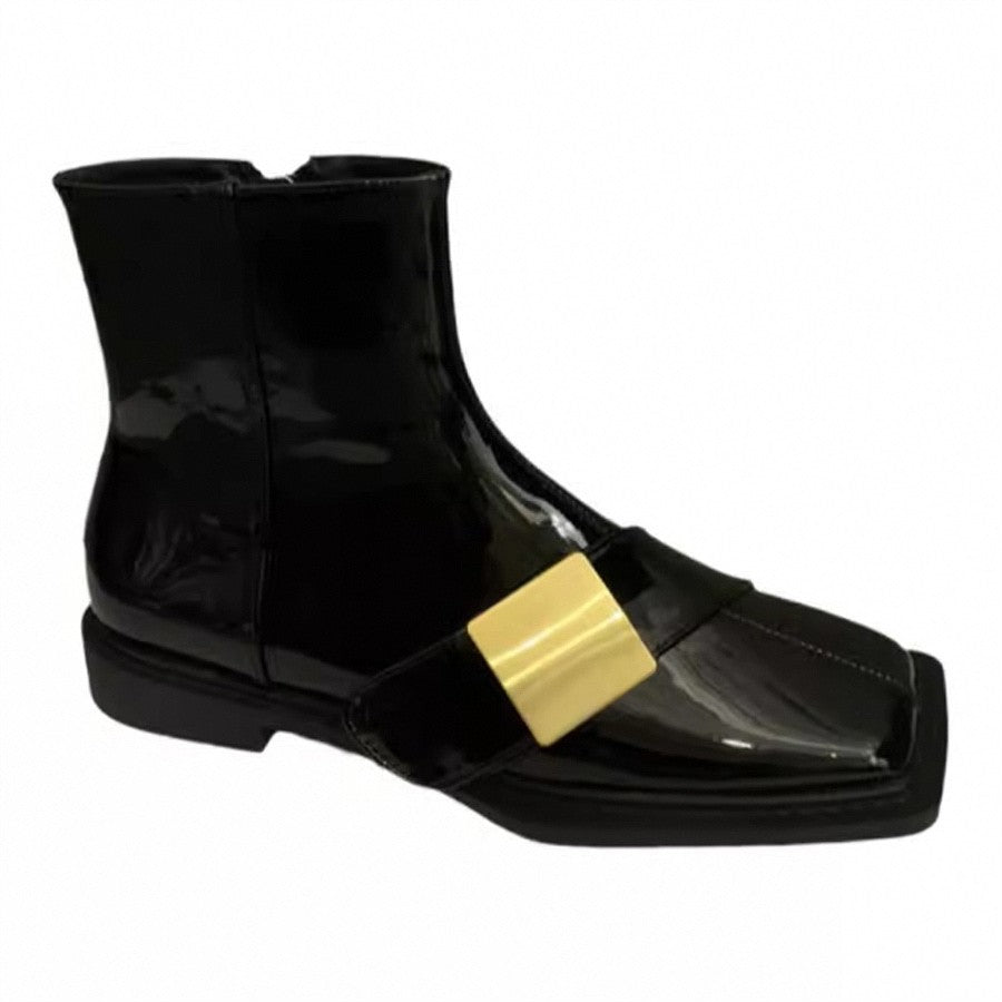 Damen Stiefeletten Elegante Schnallen Schuhe Schwarz Trend
