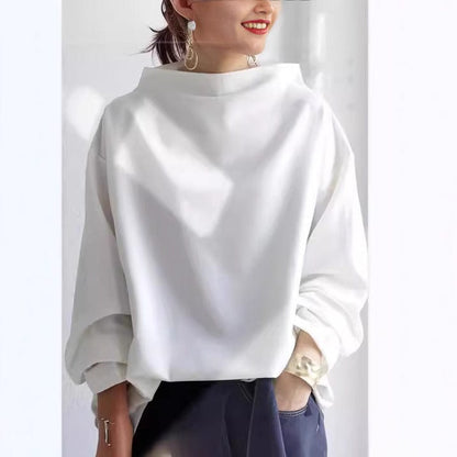 Damen Langarmshirt High Neck Elegantes Oberteil