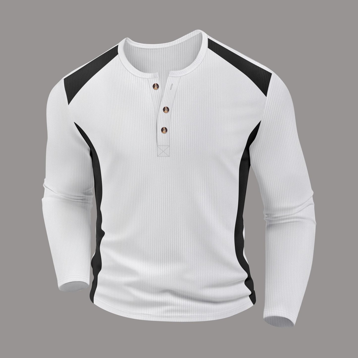 Herren Langarmhemd Henley Ausschnitt Modern