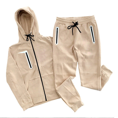 Herren Hoodie-Anzug Sportlich Mit Reißverschlusstaschen Modern - BerlinGlamour
