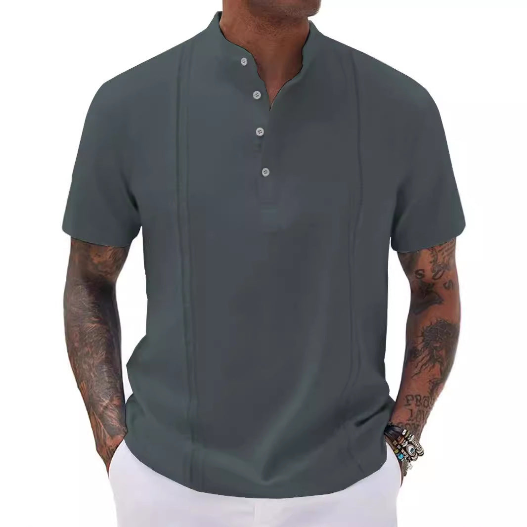 Herren Kurzarm-Shirt Baumwolle Modern Knöpfe