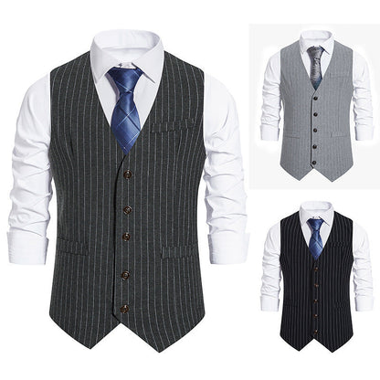 Herren Anzugweste Elegant Nadelstreifen Mit Taschen - BerlinGlamour
