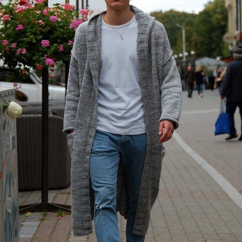 Herren Strickmantel Lang Modern Lässig