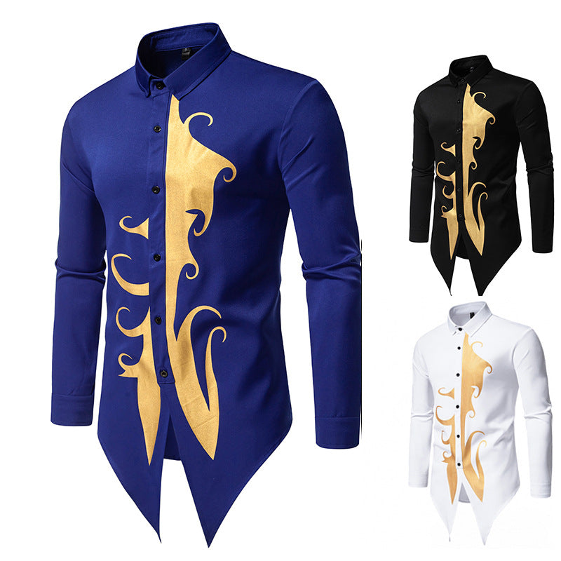 Herren Langarmhemd Elegantes Goldmuster Modern - BerlinGlamour