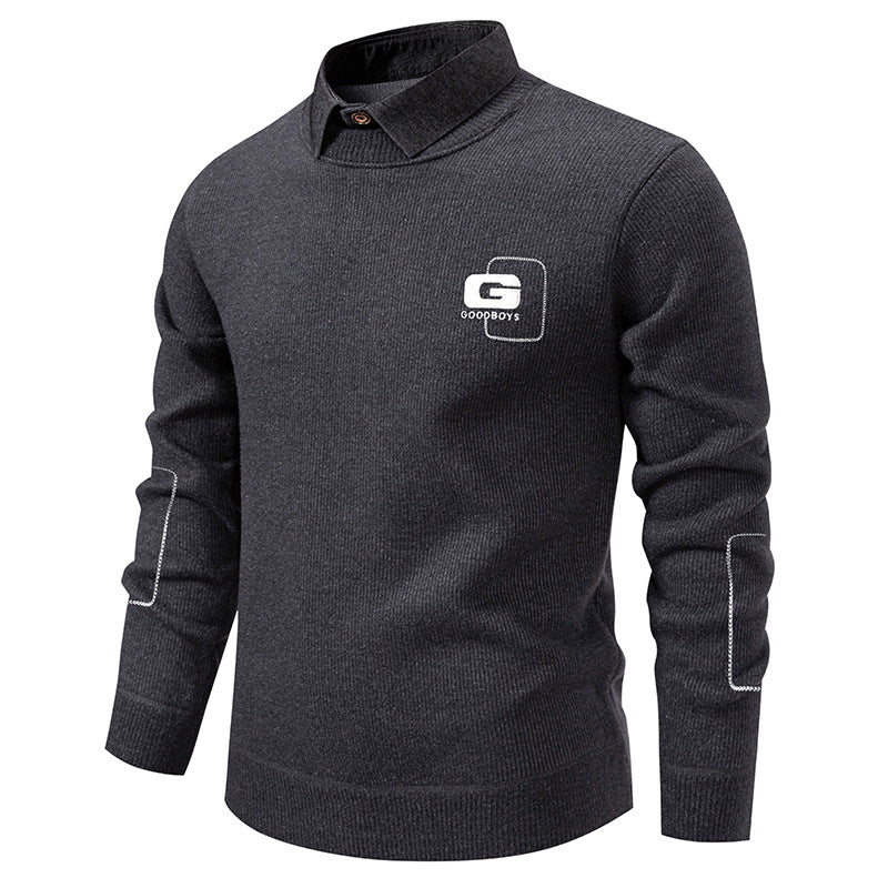 Herren Pullover Eleganter Kragen Strickmuster Modern