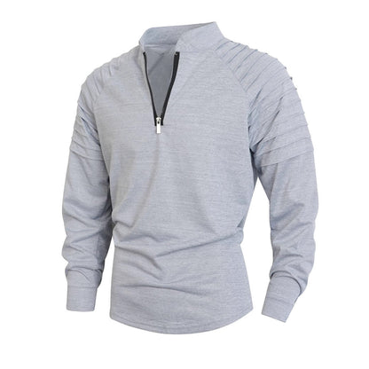 Herren Langarmshirt Stehkragen Reißverschluss Modern Berlin Style