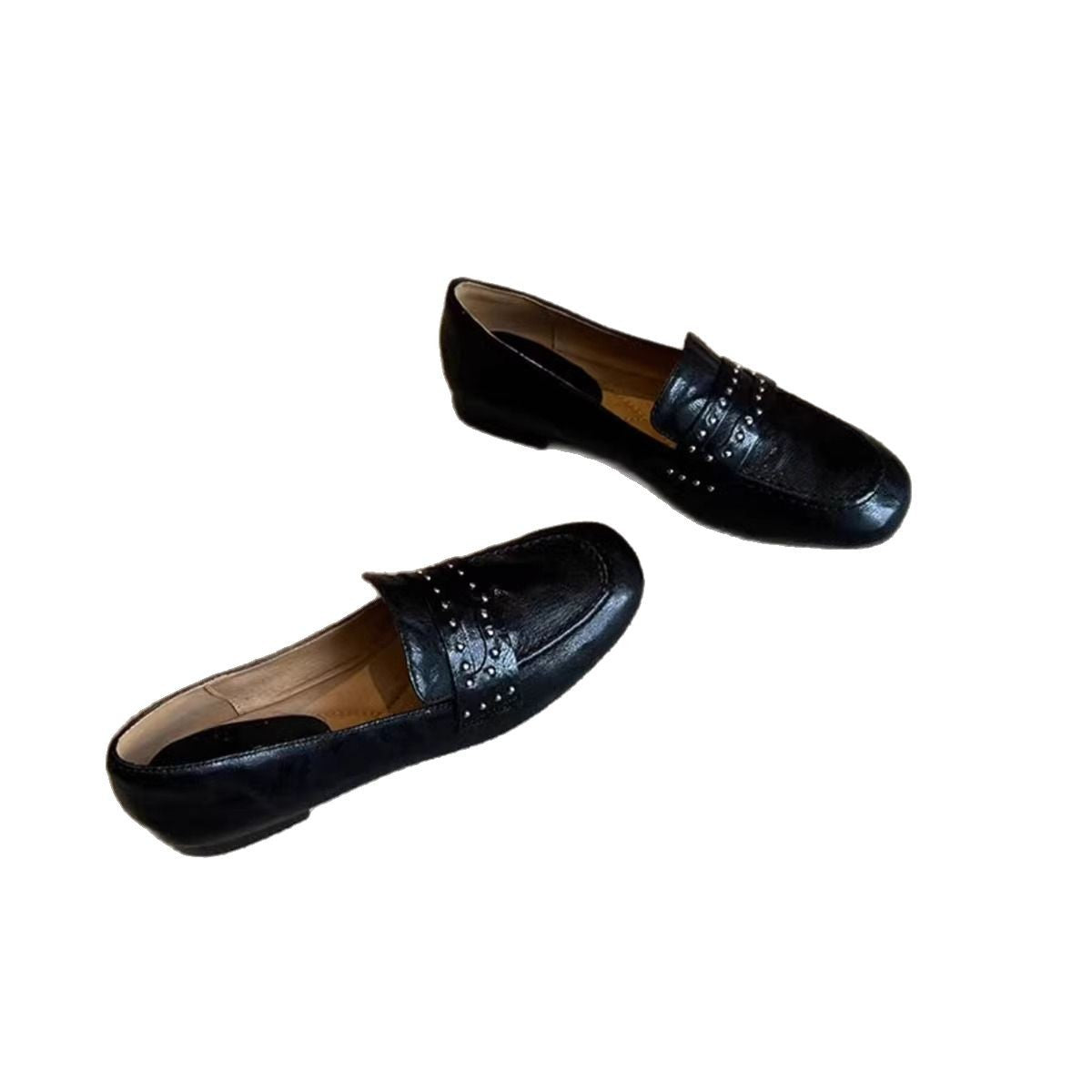 Damen Mokassins Lederschuhe Schnalle Elegant