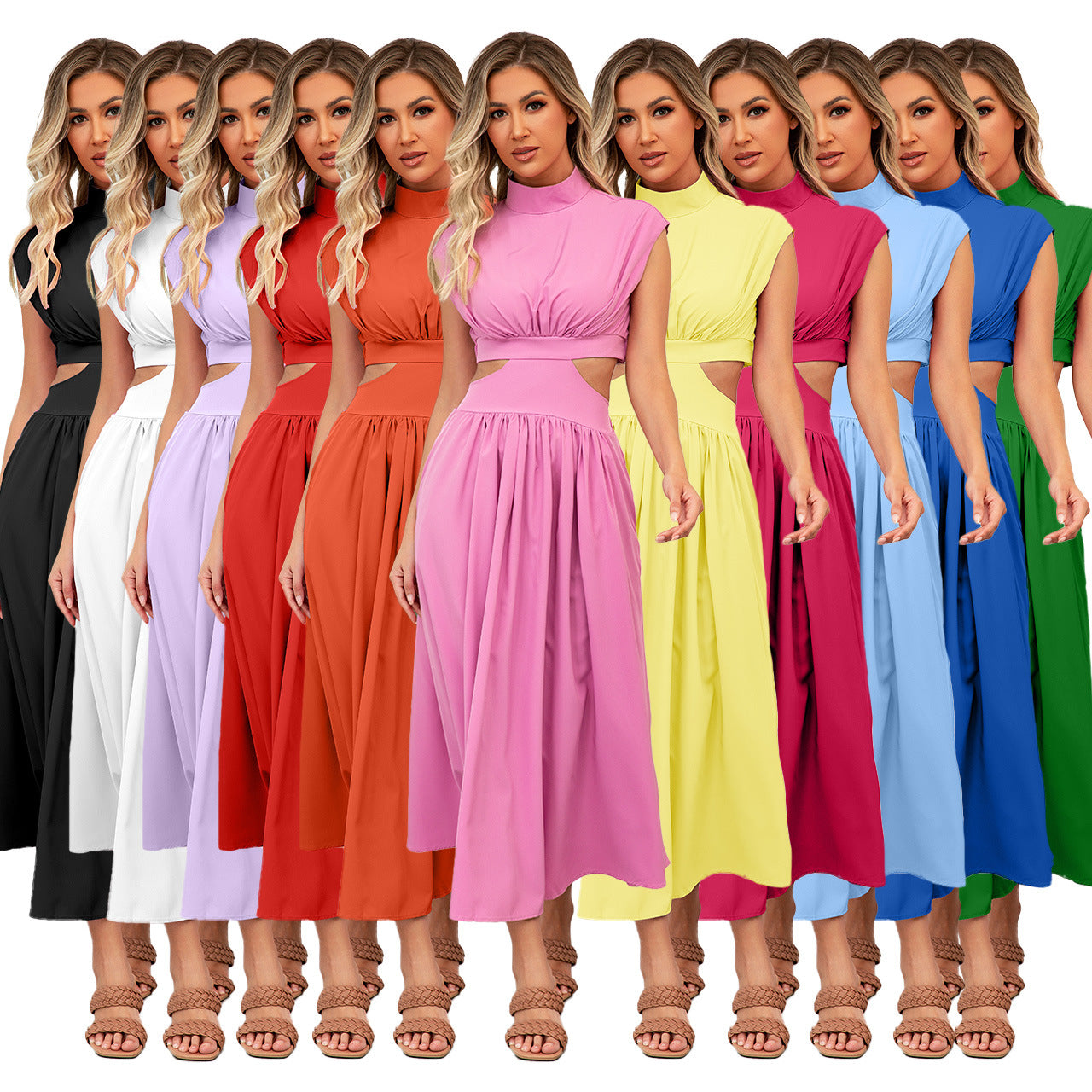 Sommerkleid Damen Cut-Out Halskragen Modern - BerlinGlamour