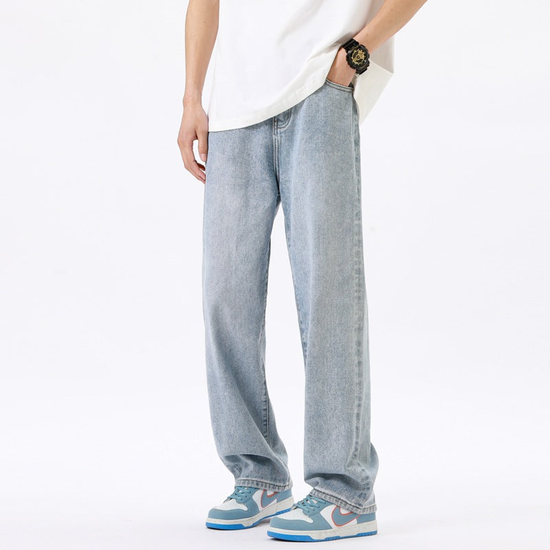 Herren Jeans Bequem Lässig Weite Passform