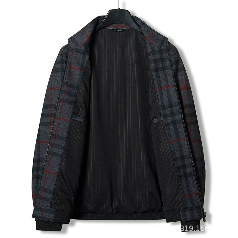 Herren Übergangsjacke Kariert Reißverschluss Modern