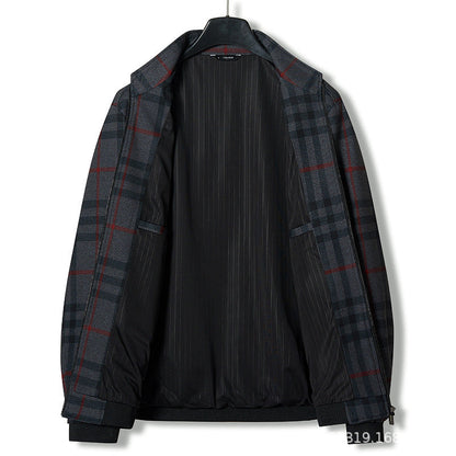 Herren Übergangsjacke Kariert Reißverschluss Modern