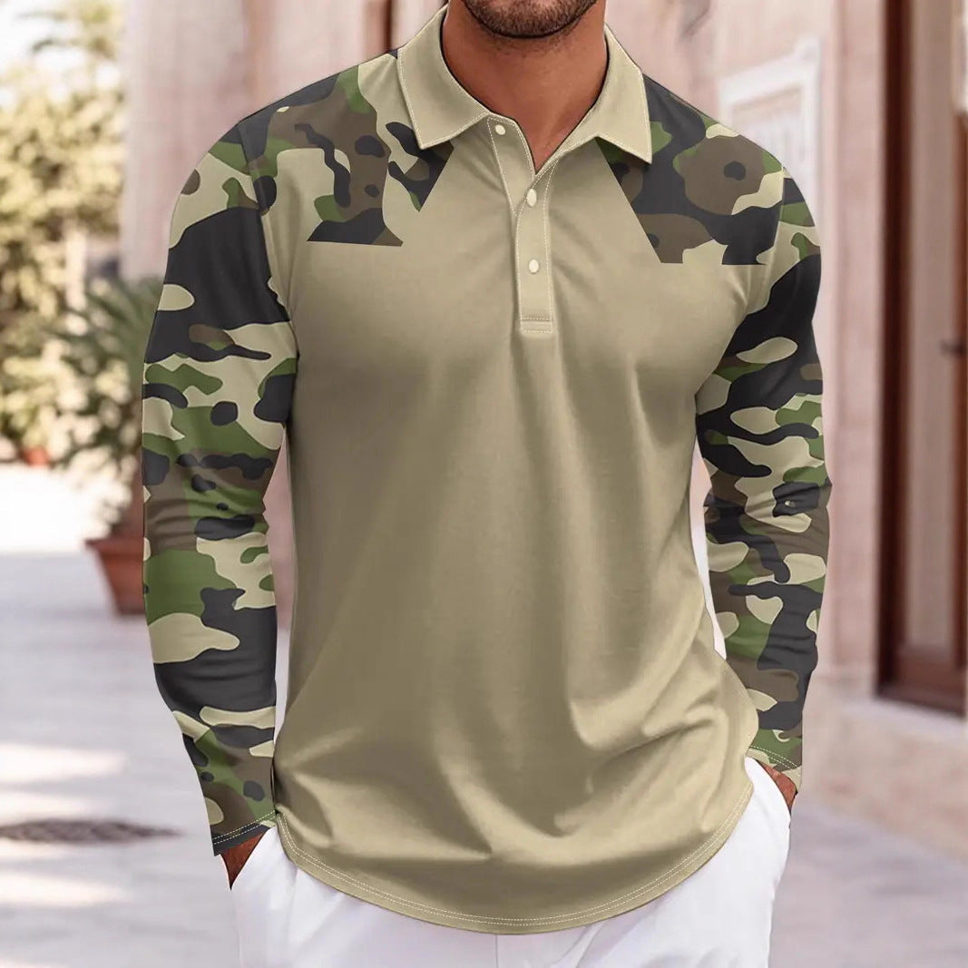 Herren Polo-Shirt Camo Ärmel Modern Sportlich - BerlinGlamour