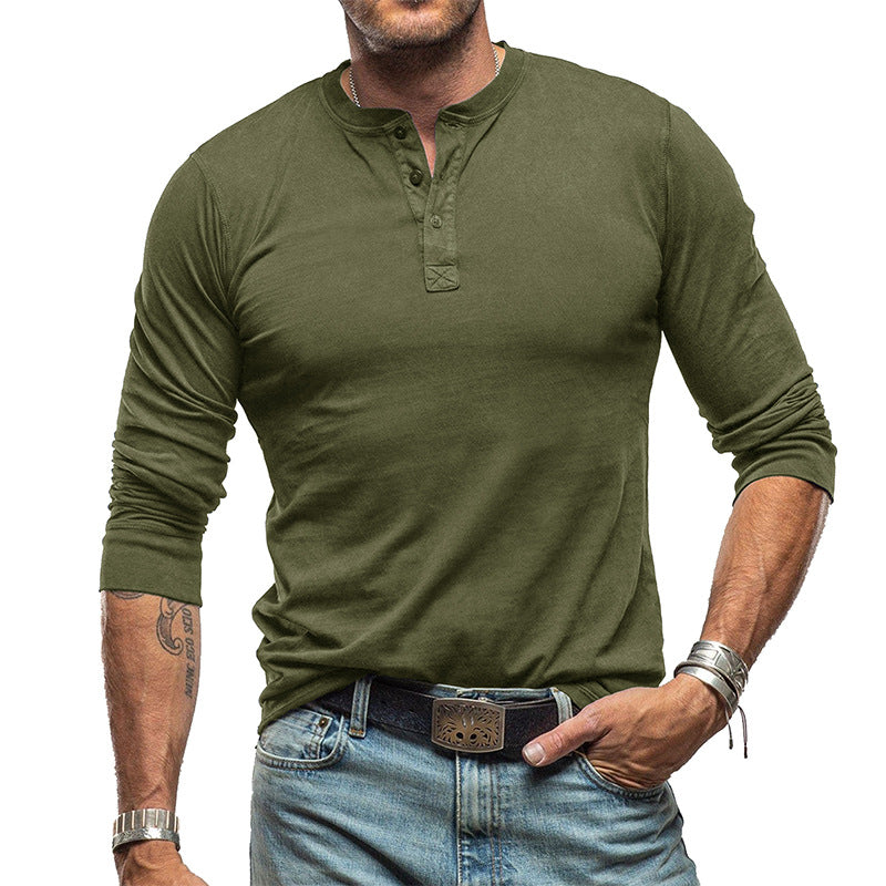 Herren Langarmshirt Knopfleiste Feinripp Optik Berlin