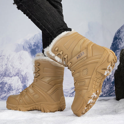 Herren Winterstiefel Isoliert Rutschfest Schwarz