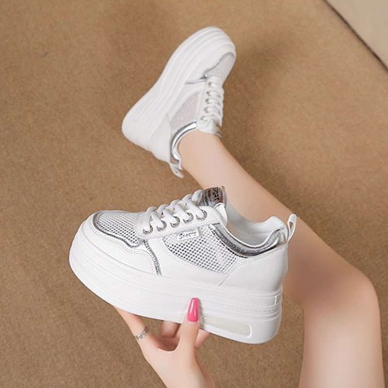 Damen Plateau Sneaker atmungsaktiv mit Mesh Obermaterial