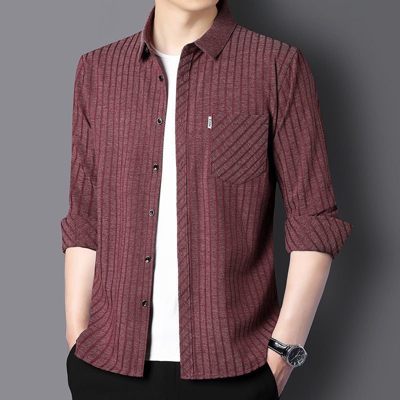 Herren Langarmhemd mit Streifenmuster Modern Style