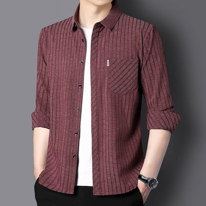 Herren Langarmhemd mit Streifenmuster Modern Style