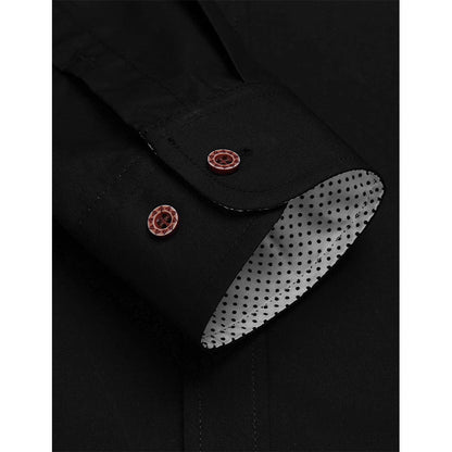 Herren Langarmhemd Elegant Kontrastdetails Slim Fit