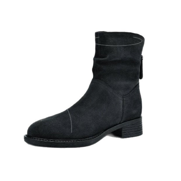 Damen Stiefeletten Hoch Modisch Reißverschluss Schwarz