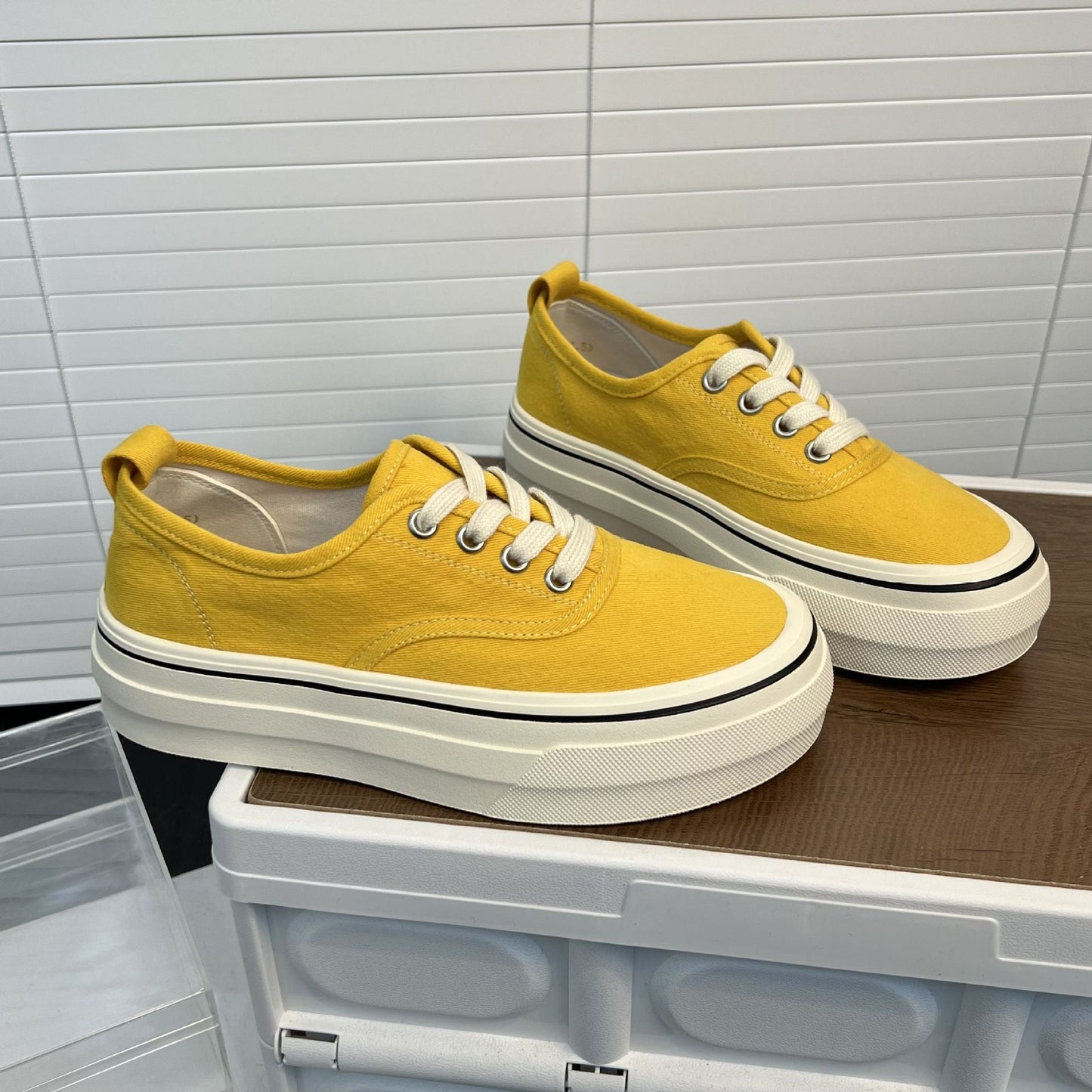 Damen Sneaker Dicksohlige Sportschuhe Hochwertig Canvas